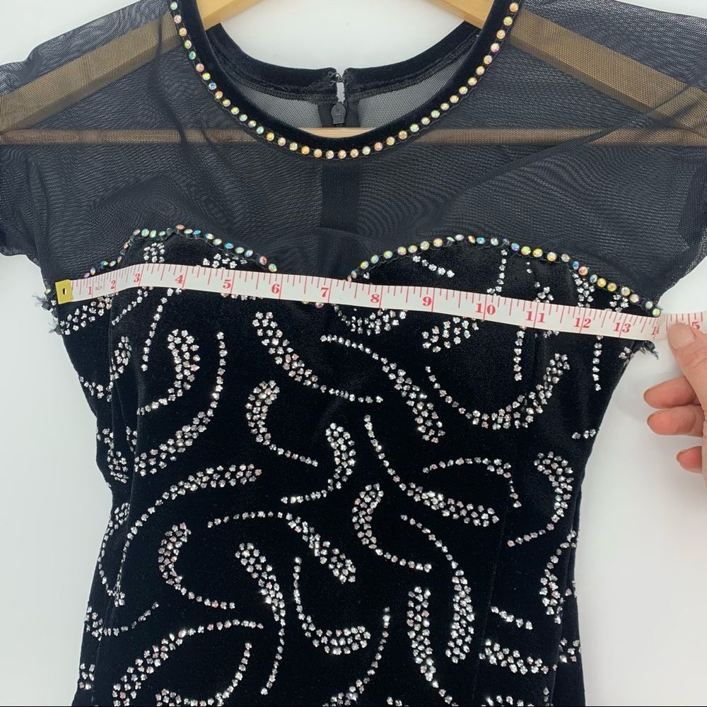 Ice Figure Skating Dress Girls Long Sleeved Black Gymnastics Dress - Picture 11 of 15